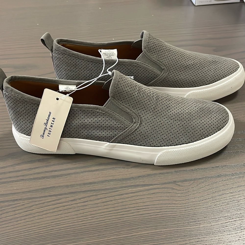 NWT Tommy Bahama sz 8 grey mesh suede-like upper slip on sneaker shoe (s…